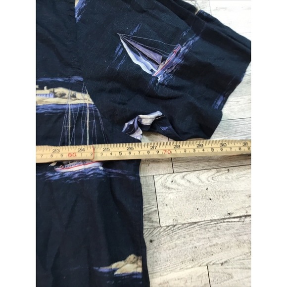 Nautica Men's XXL Navy Sailboat Print Camp Shirt Button Up Short Sleeve - Picture 7 of 10